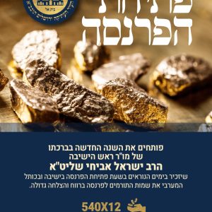 ברכת הפרנסה - תרומת 540 ש"ח * 12 חודש